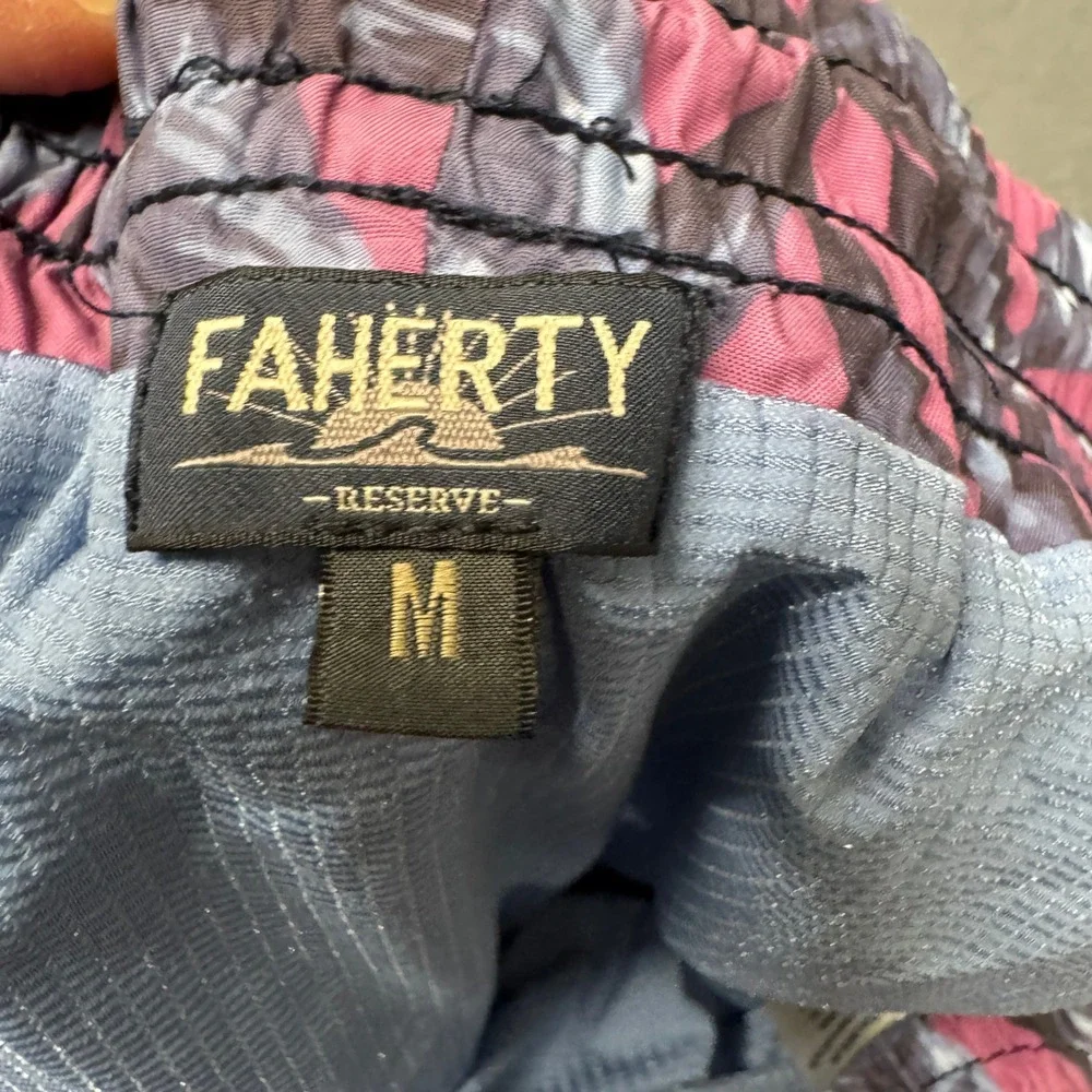 Faherty Reserve Swim Shorts Mens Medium Trunks Mesh Lined Pink Blue Tropical